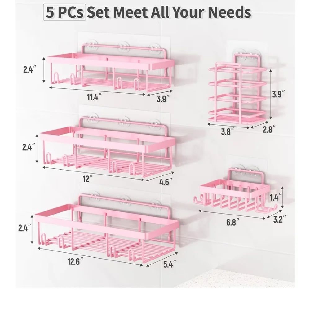 Pink Bathroom Organizer Set